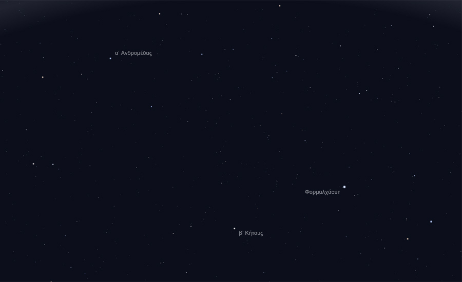 Οι αστερισμοί των Ιχθύων, του Υδροχόου και του Μεγάλου Ιχθύος (ή Νοτίου Ιχθύος) στον νυχτερινό ουρανό