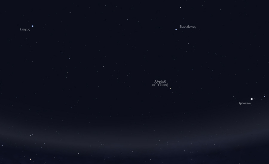 Οι αστερισμοί της Ύδρας, του Κρατήρος, και του Κόρακος στον νυχτερινό ουρανό