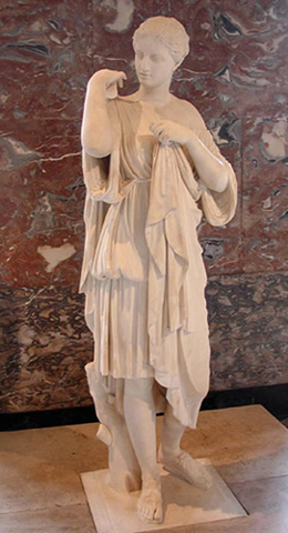 Άγαλμα η Άρτεμις του Γκάμπι, ρωμαϊκό αντίγραφο εποχής Τιβερίου που βρέθηκε στο Γκάμπι της Ιταλίας, από ελληνικό πρωτότυπο αποδιδόμενο στόν Πραξιτέλη
