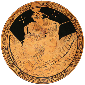 Η Σελήνη στο άρμα της, ερυθρόμορφος κύλιξ του ζωγράφου Βρυγού, Ουωλκοί 490 π.Χ.