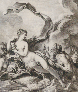 Η Θέτις ακούει τον Πρωτέα να προφητεύει για τον μελλοντικό της γιό, χαρακτηκή του Noel La Mire από τις Μεταμορφώσεις του Οβιδίου (Γαλλία, 1769)