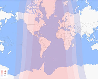 γεωγραφικός χάρτης ορατότητας γιά την σεληνιακή έκλειψη του Σεπτεμβρίου 2024