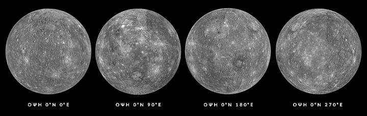 Σύνθετες προβολές της επιφάνειας του πλανήτη Ερμή από την διαστημική αποστολή Messenger.