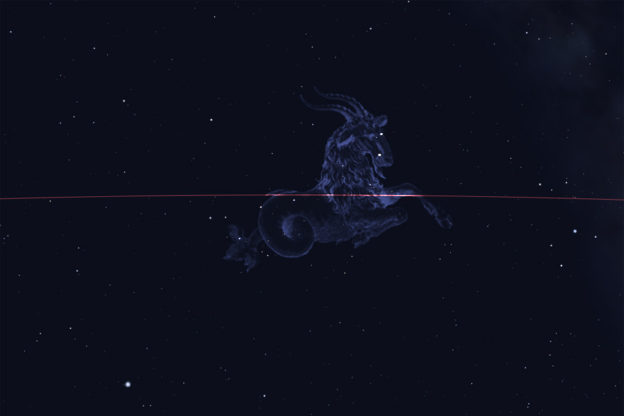 Ο αστερισμός του Αιγόκερου στο νυχτερινό ουρανό (μορφή) The constellation of Capricorn in the night sky (form)
