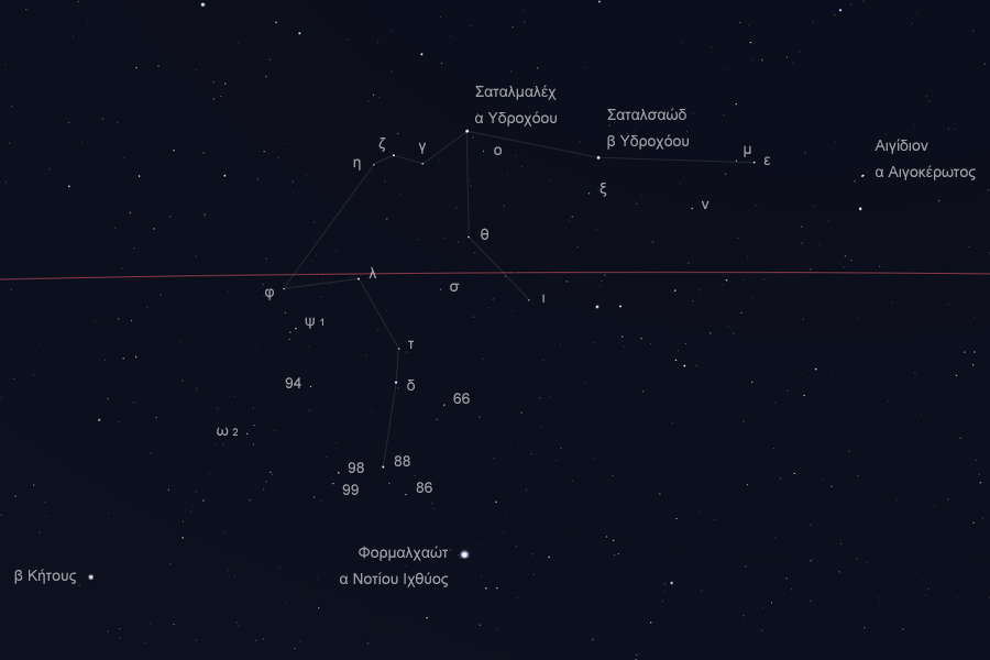 Οι αστέρες του αστερισμού του Υδροχόου στον νυχτερινό ουρανό - The stars of Aquarius constellation in the night sky