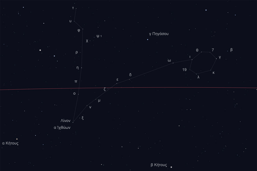 Οι αστέρες του αστερισμού των Ιχθύων στον νυχτερινό ουρανό - The stars of Pisces constellation in the night sky