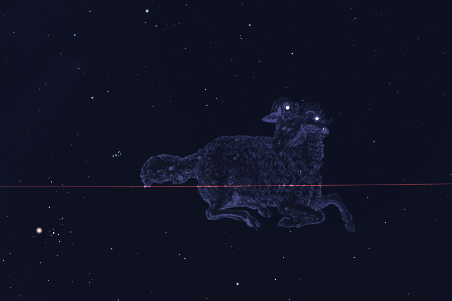 Ο αστερισμός του Κριού στο νυχτερινό ουρανό (μορφή) - The constellation of Aries in the night sky (form)