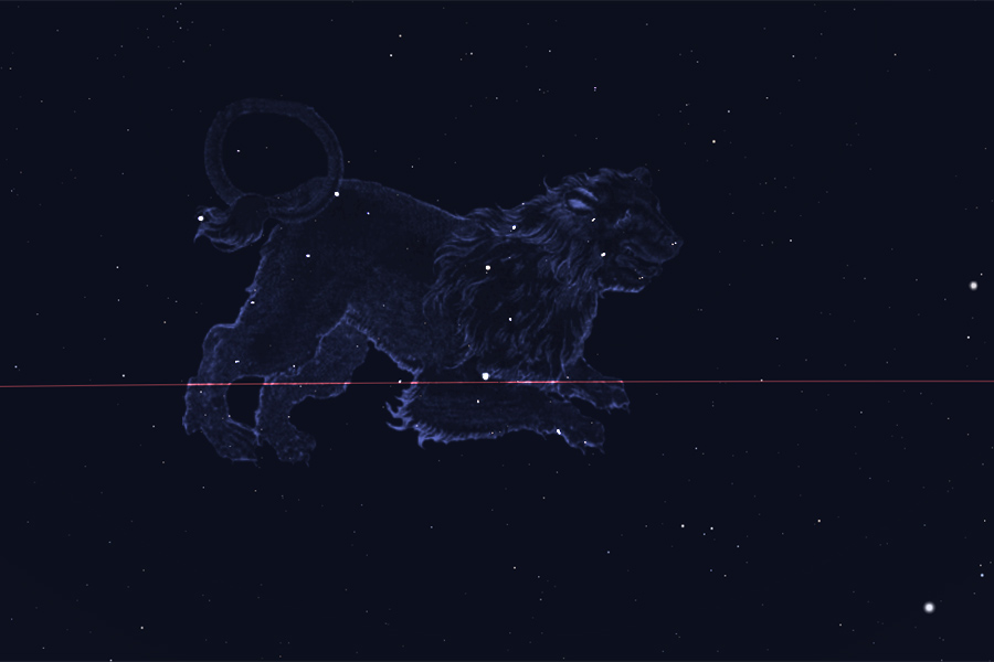 Ο αστερισμός του Λέοντος στο νυχτερινό ουρανό (μορφή) The constellation of Leo in the night sky (form)