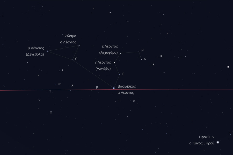 Οι αστέρες του αστερισμού του Λέοντος στο νυχτερινό ουρανό - The stars of Leo constellation in the night sky
