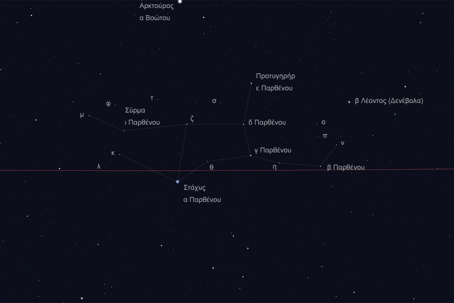 Οι αστέρες του αστερισμού της Παρθένου στο νυχτερινό ουρανό - The stars of Virgo constellation in the night sky
