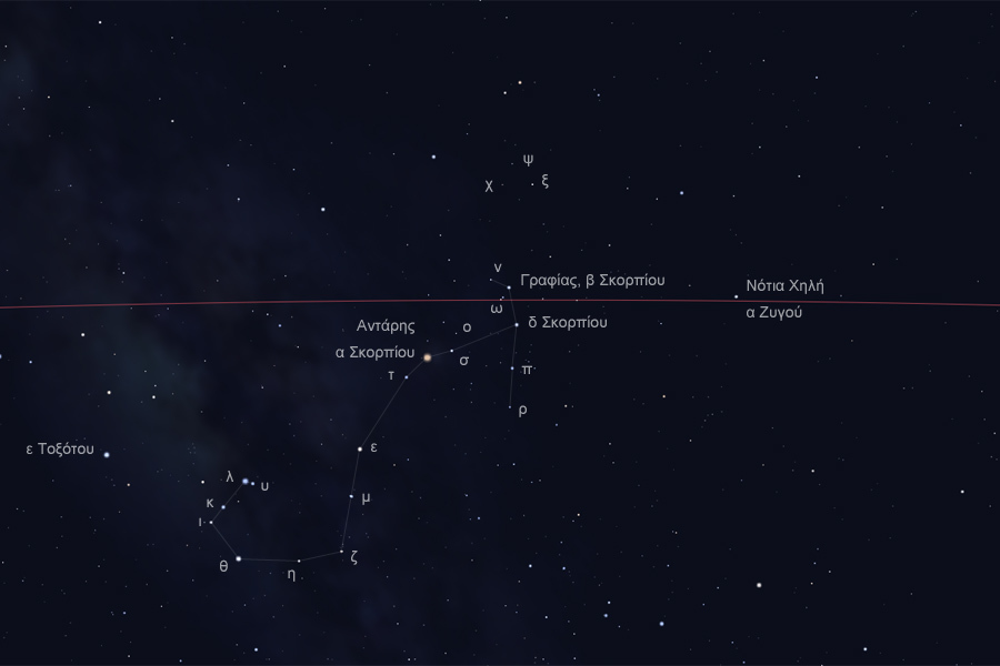Οι αστέρες του αστερισμού του Σκορπιού στο νυχτερινό ουρανό - The stars of Scorpio constellation in the night sky