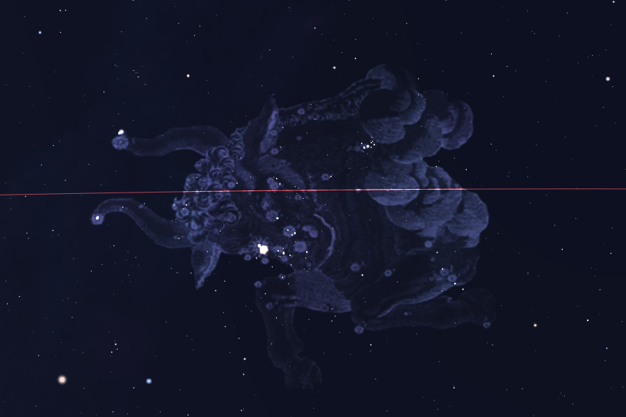 Ο αστερισμός του Ταύρου στο νυχτερινό ουρανό, χάρτης - The constellation of Taurus in the night sky, map