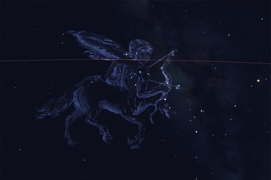 Ο αστερισμός του Τοξότη στο νυχτερινό ουρανό (μορφή) - The constellation of Sagittarius in the night sky (form)