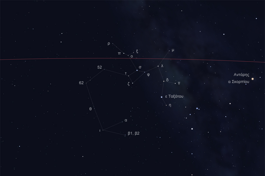 Οι αστέρες του αστερισμού του Τοξότη στο νυχτερινό ουρανό - The stars of Sagittarius constellation in the night sky
