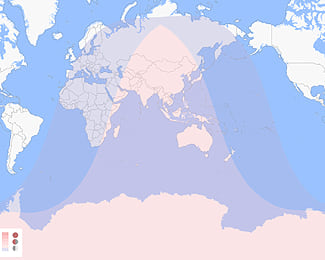 γεωγραφικός χάρτης ορατότητας γιά την σεληνιακή έκλειψη του Μαΐου 2023