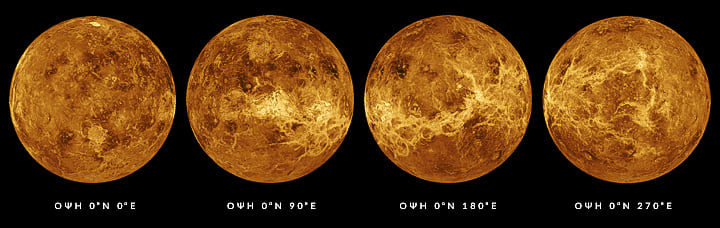 Χαρτογράφηση με ραδιοανιχνευτές (ραντάρ) της επιφάνειας του πλανήτη Αφροδίτη, σύνθεση από υπολογιστή με δεδομένα από τις διαστημικές αποστολές Μαγγελάνος, Πάιονηρ Βένος και Βενέρα 13 και 14 (Magellan, Pioneer Venus, Venera 13 & 14)