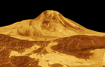 Το Όρος Μαάτ, ηφαίστιο της Περιοχής Ουαουαλάνγκ, του πλανήτη Αφροδίτη - τρισδιάστατη προσομοίωση από την ραδιοανίχνευση της αποστολής Μαγγελάνος.
